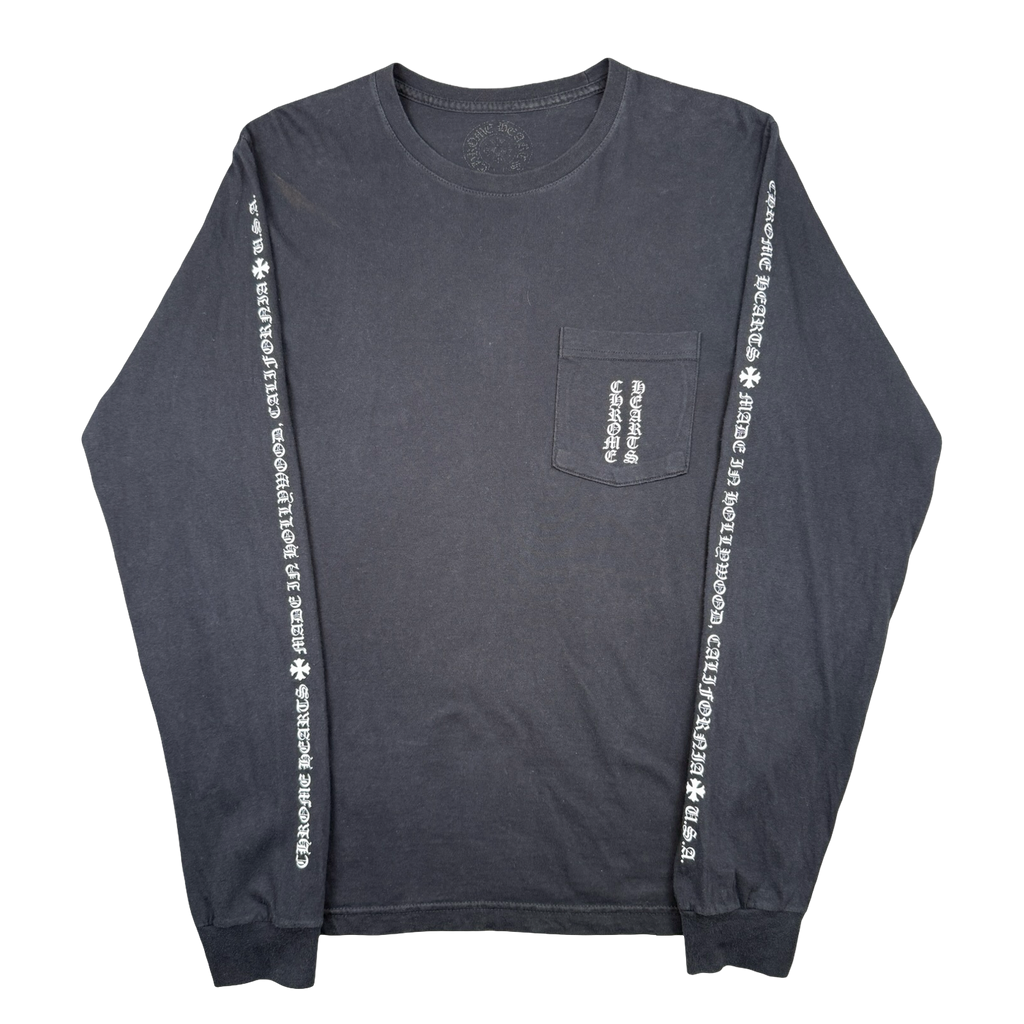 Chrome Hearts Cross Hollywood Script Sleeve L/S Tee Black