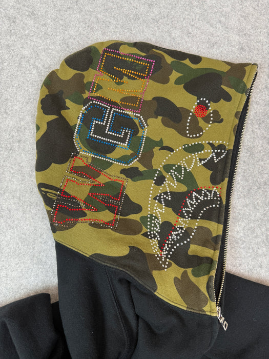 BAPE Spellout Crystal Shark Hoodie Black (USED) | Vitnage Clothing Store Canada