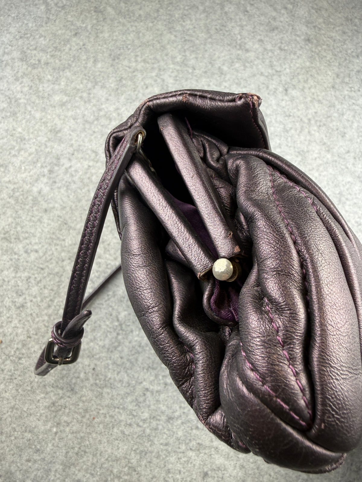 Miu Miu Vitello Lux Matelasse Flap Pochette Purple