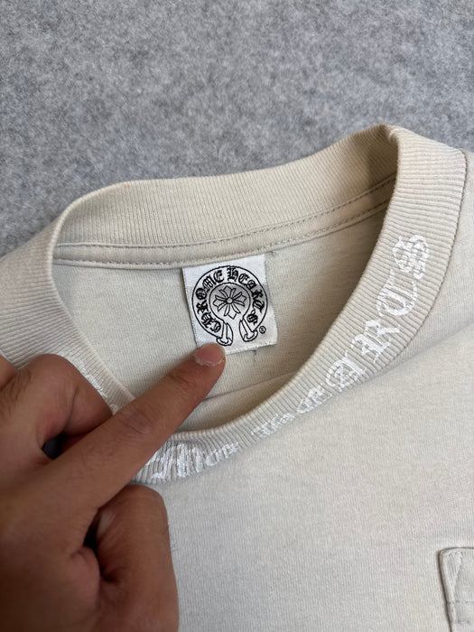 Vintage Chrome Hearts Back Scroll Pocket Tee Beige | Vitnage Clothing Store Canada