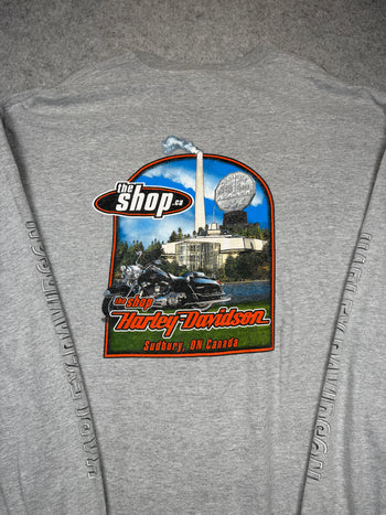 Vintage Harley Davidson Biker Skull L/S Tee Grey