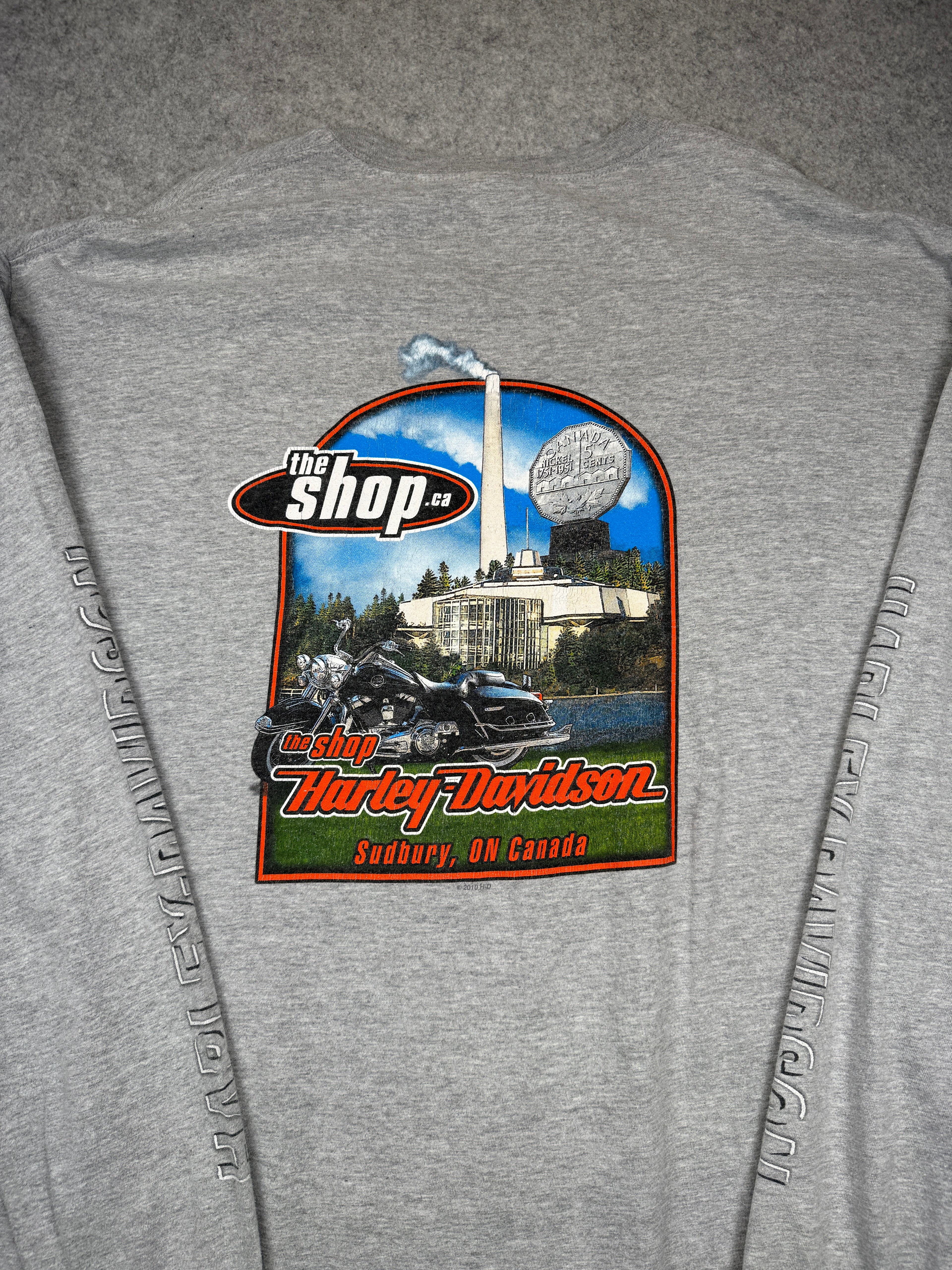 Vintage Harley Davidson Biker Skull L/S Tee Grey