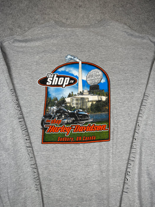 Vintage Harley Davidson Biker Skull L/S Tee Grey | Vitnage Clothing Store Canada