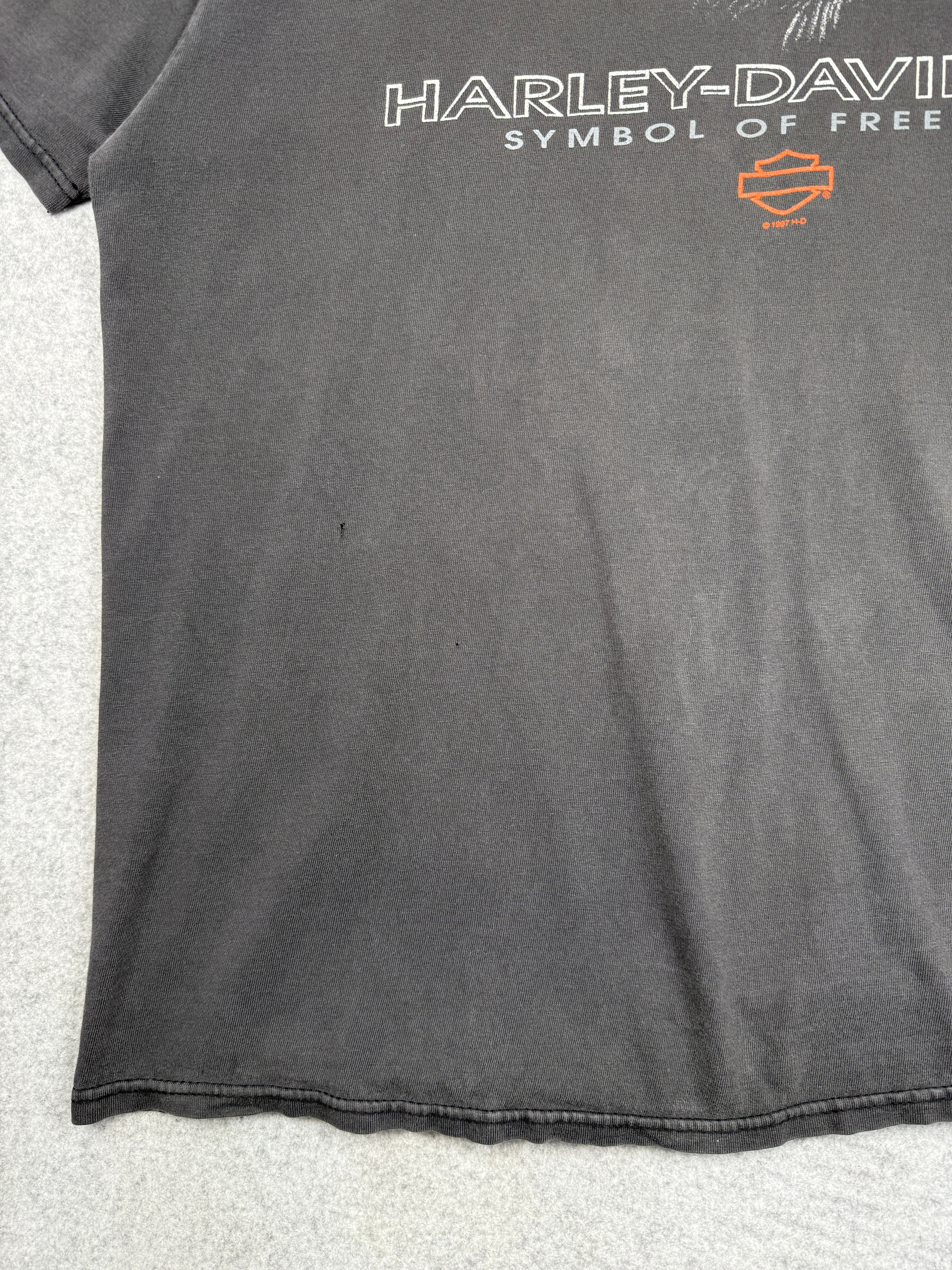 Vintage Harley Davidson Symbol Of Freedom Eagle Tee Black