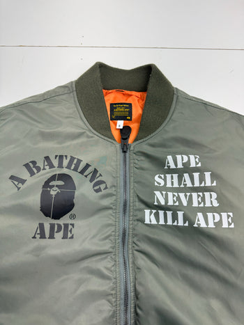 Bape Stencil Bomber Jacket Green (USED)