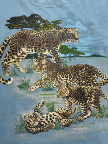Vintage 90s Leopard Animal Tee blue