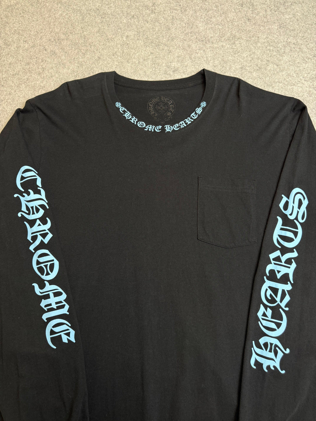 Chrome Hearts Neck Script Logo L/S Tee Black/Blue