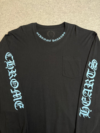 Chrome Hearts Neck Script Logo L/S Tee Black/Blue