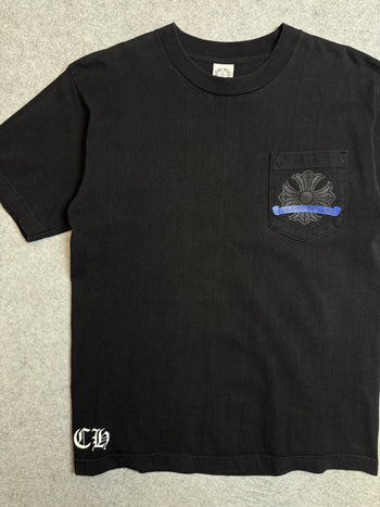 Vintage Chrome Hearts Cracked Horseshoe Pocket Tee Black/Blue