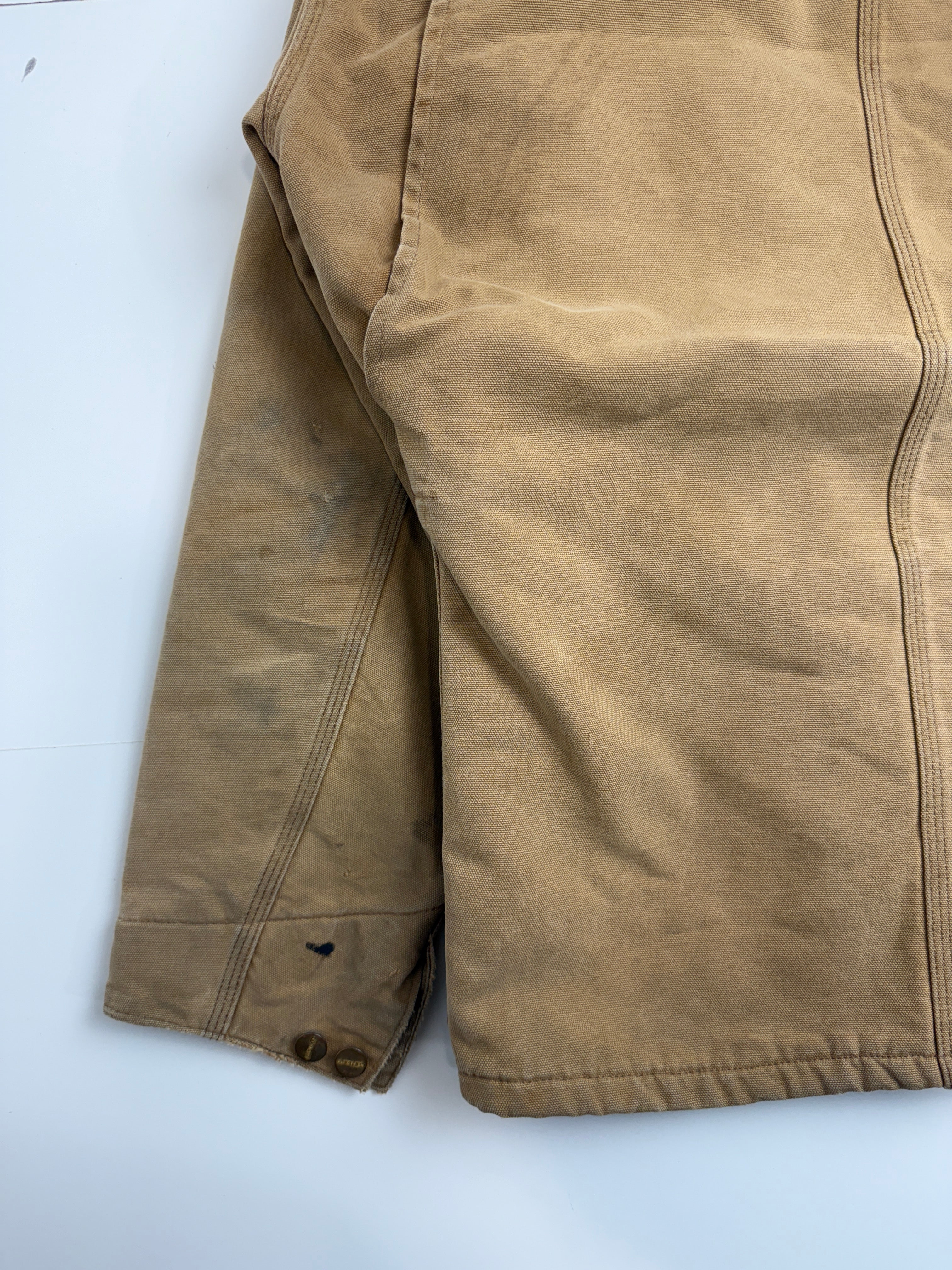 Vintage 90s Carhartt Lined Chore Corporate Work Jacket Tan