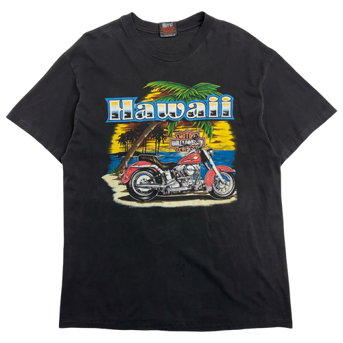Vintage 1990s Harley Davidson Honolulu Hawaii Tee Black | Vintage Clothing Store Canada