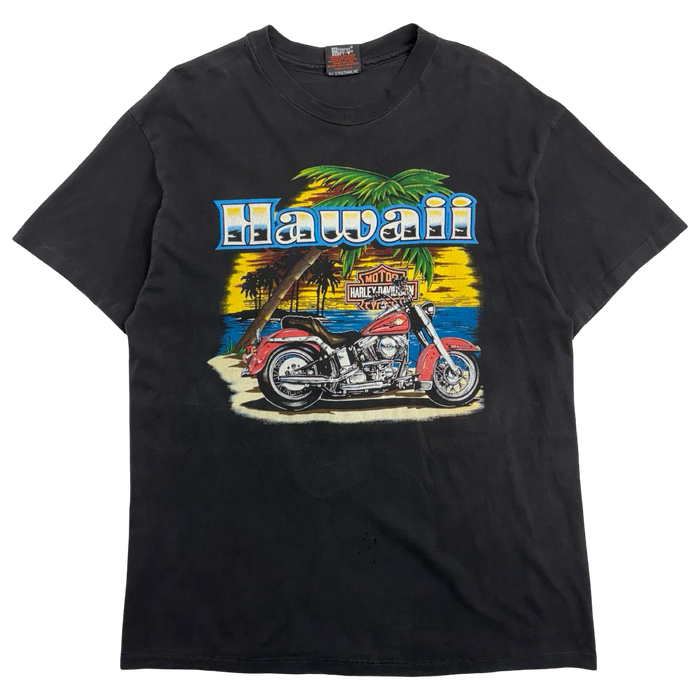 Vintage 1990s Harley Davidson Honolulu Hawaii Tee Black | Vitnage Clothing Store Canada