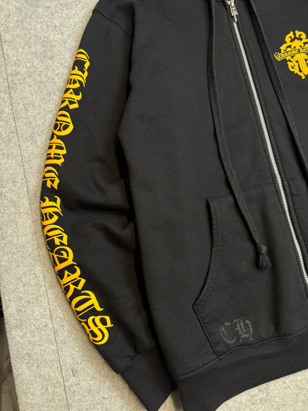 Chrome Hearts Dagger Logo Thermal Zip Up Sweater Black/Yellow