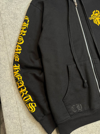 Chrome Hearts Dagger Logo Thermal Zip Up Sweater Black/Yellow