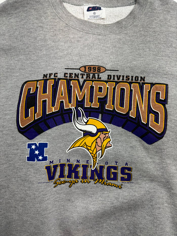 (XL) Vintage '98 NFC Champions Minnesota Vikings Sweatshirt Grey