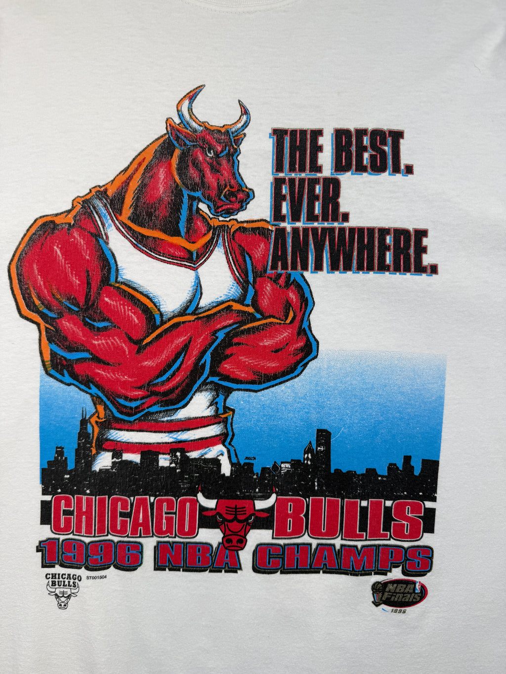 Vintage 1996 Chicago Bulls NBA Champs The Best Ever Anywhere Tee White