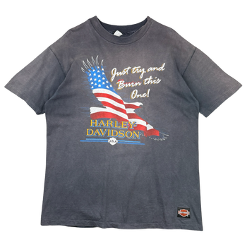 Vintage Harley Davidson Just Try And Burn This One Tee Faded Black