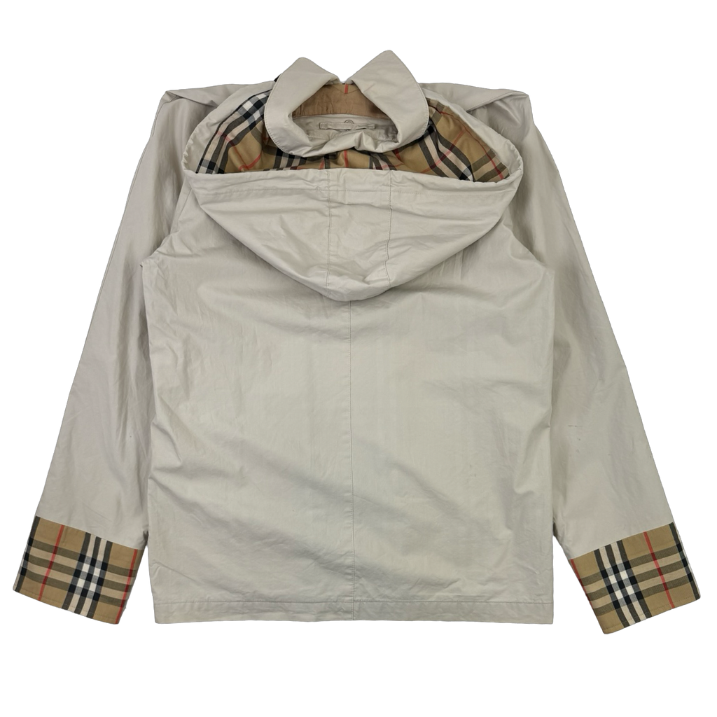 Vintage Burberry Checkered Hooded Light Jacket Beige
