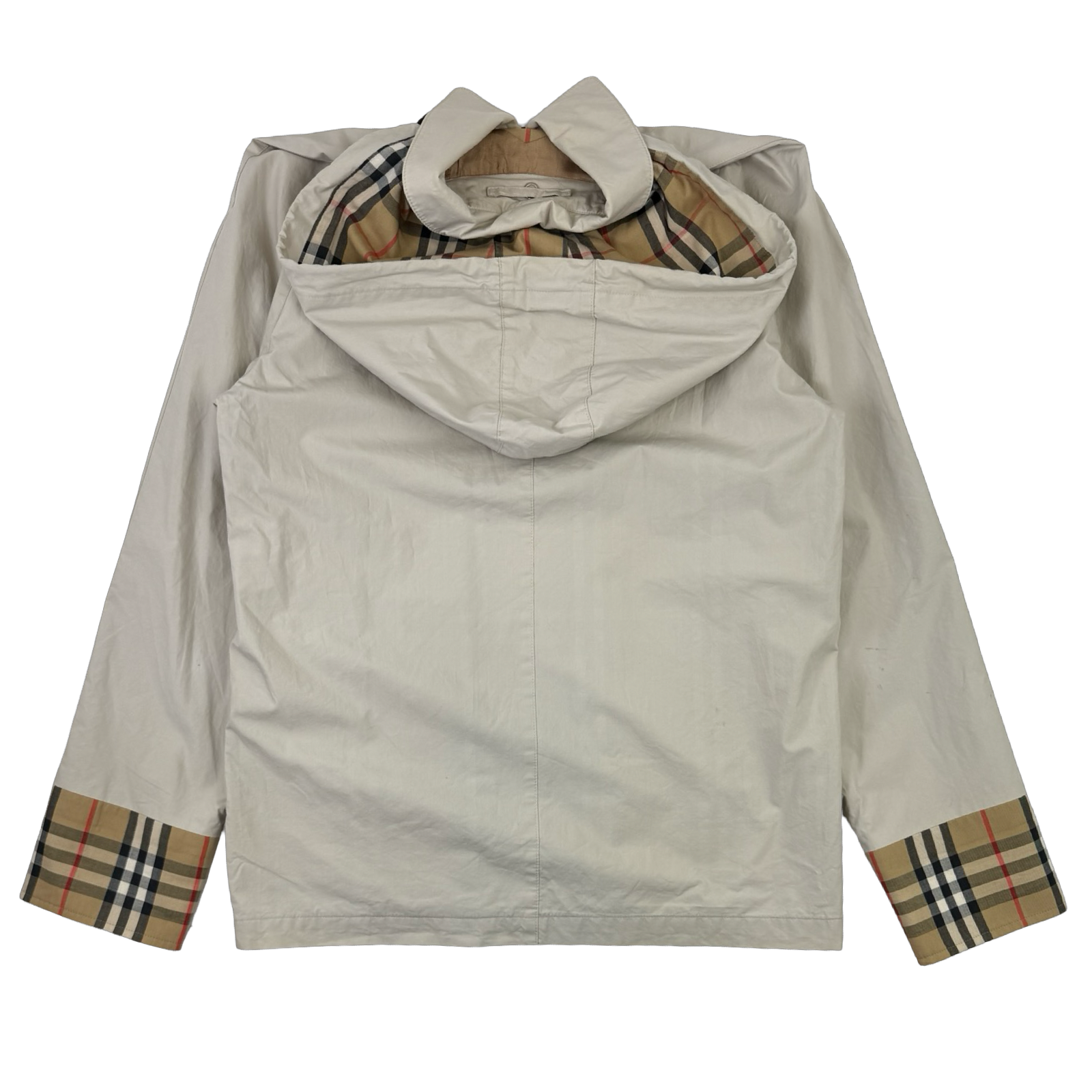 Vintage Burberry Checkered Hooded Light Jacket Beige