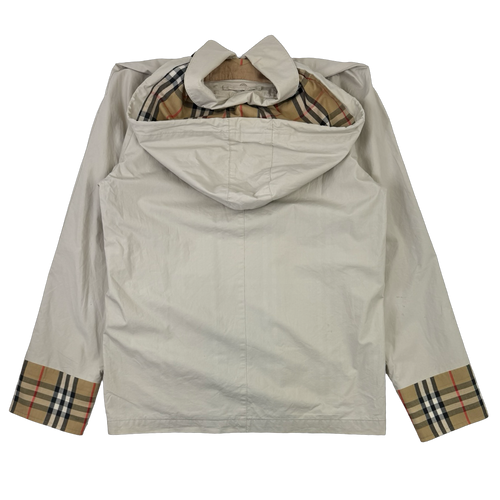 Vintage Burberry Checkered Hooded Light Jacket Beige | Vintage Clothing Store Canada