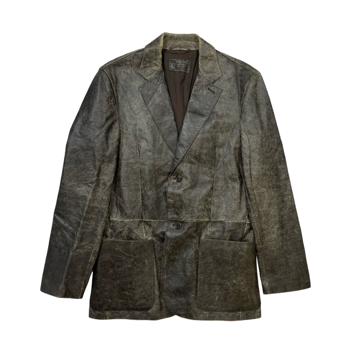 Prada Distressed Leather Blazer Jacket (USED) | Vitnage Clothing Store Canada