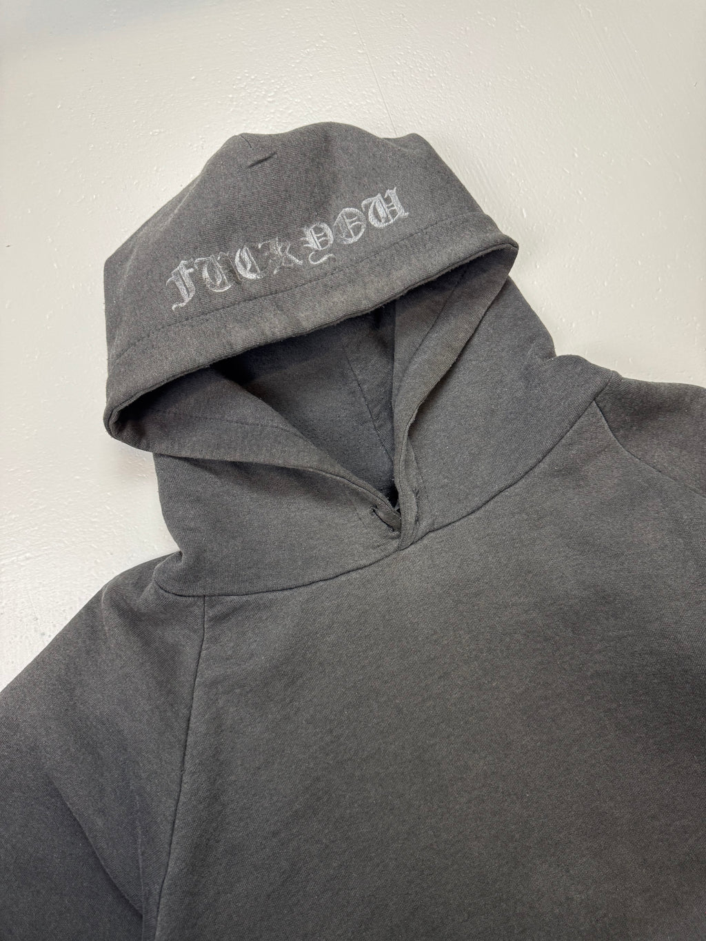 Vintage Faded Chrome Hearts Tonal Black Horseshoe Thermal Hoodie