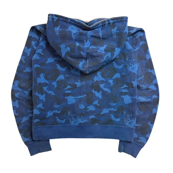 BAPE Fire Camo Full Zip Hoodie Blue (USED) | Vitnage Clothing Store Canada