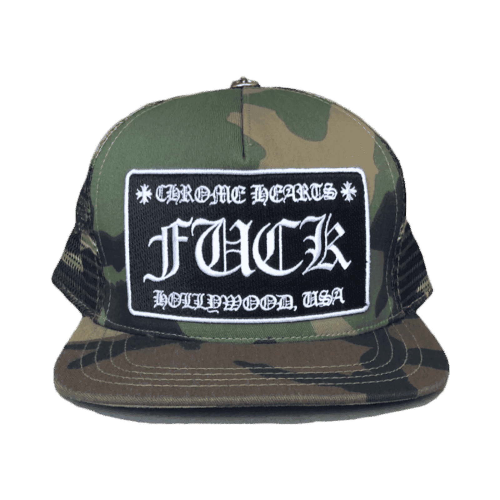 Chrome Hearts F*CK Hollywood Trucker Hat Camo