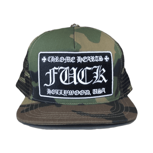 Chrome Hearts F*CK Hollywood Trucker Hat Camo | Vintage Clothing Store Canada