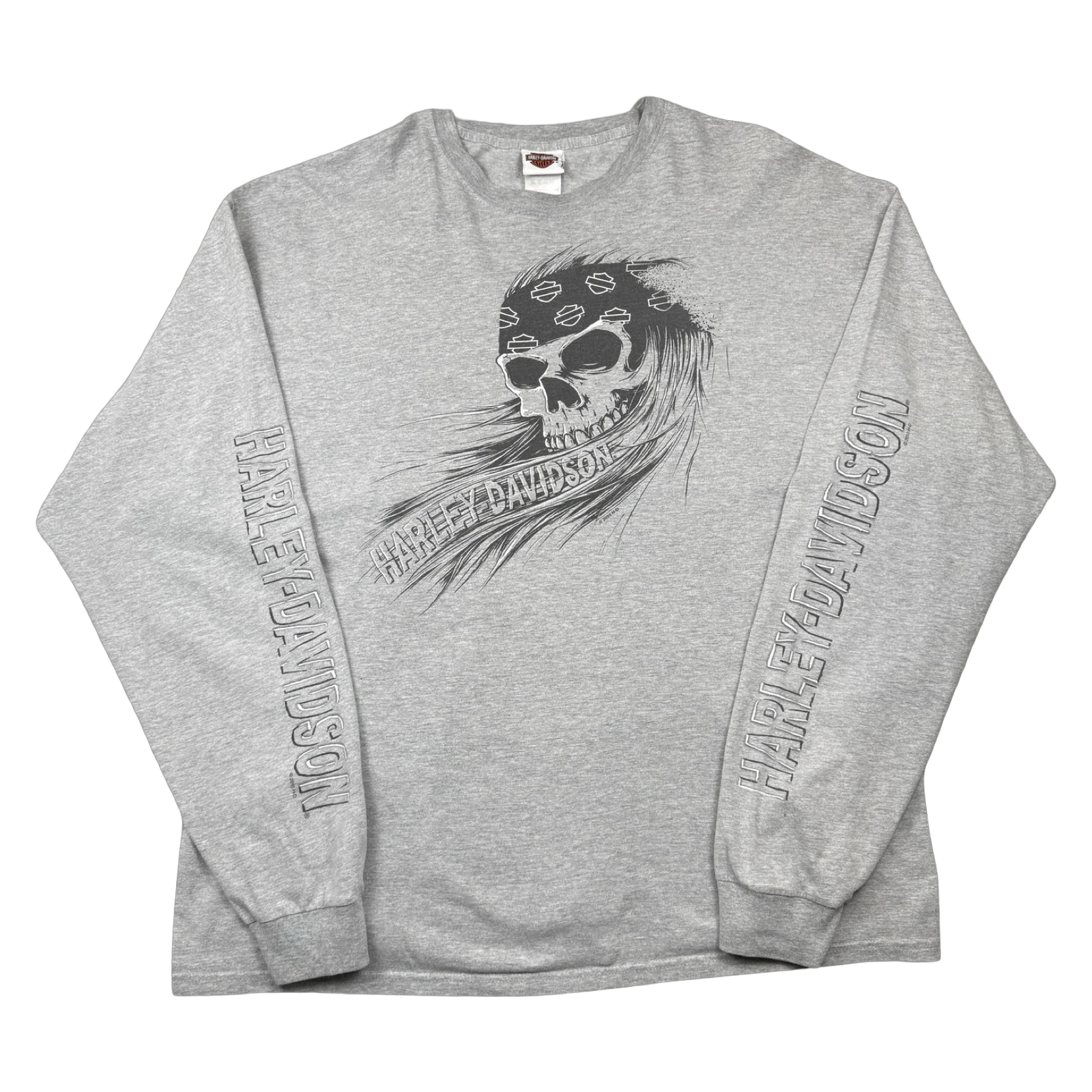 Vintage Harley Davidson Biker Skull L/S Tee Grey