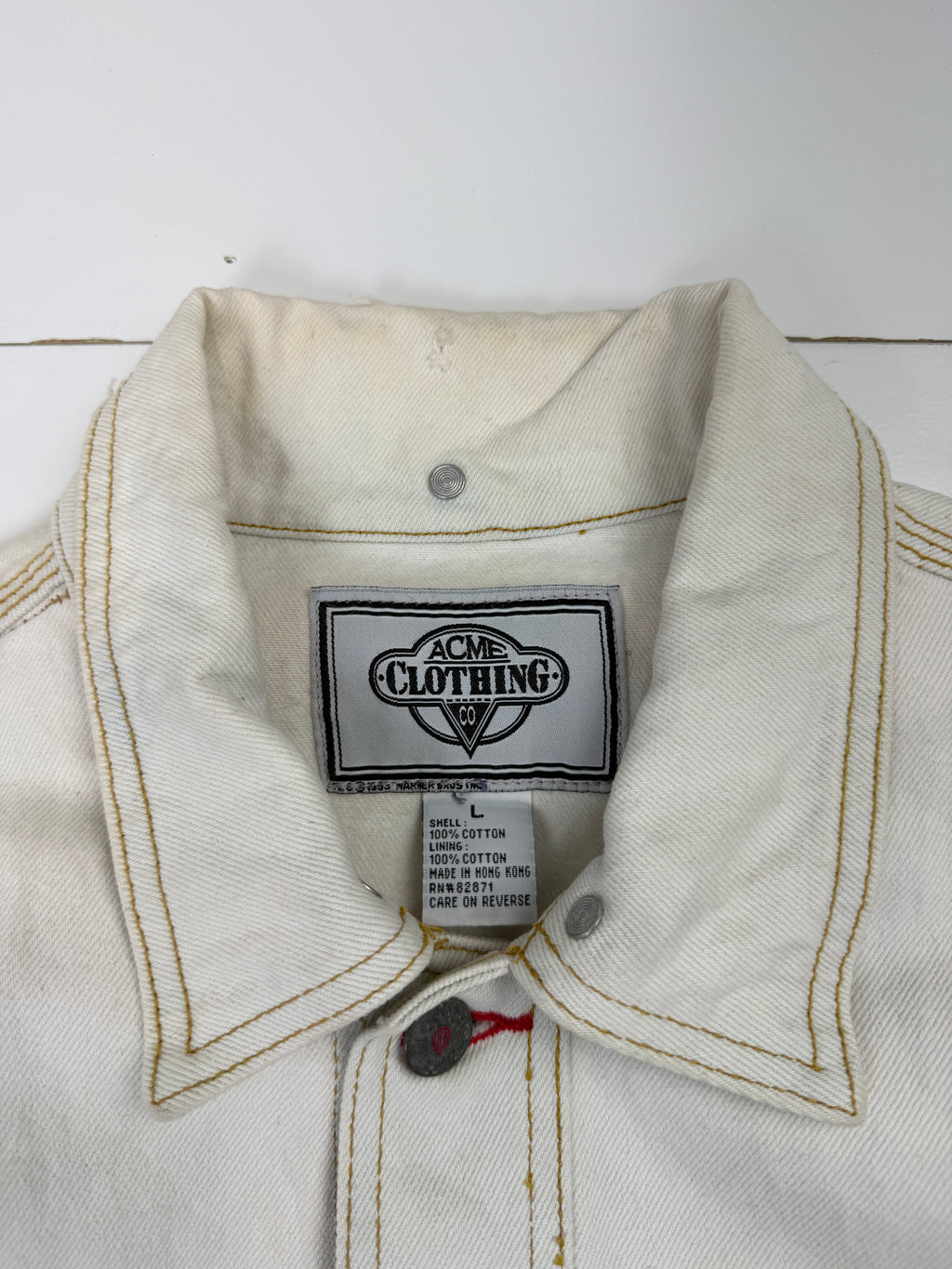 Vintage Looney Tunes Basketball Denim Jacket White