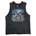 Vintage Harley Davidson Santa Sleeveless Tee Black