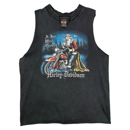 Vintage Harley Davidson Santa Sleeveless Tee Black | Vintage Clothing Store Canada
