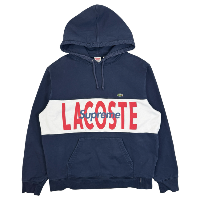 Supreme LACOSTE Logo Panel Hoodie Navy (USED)