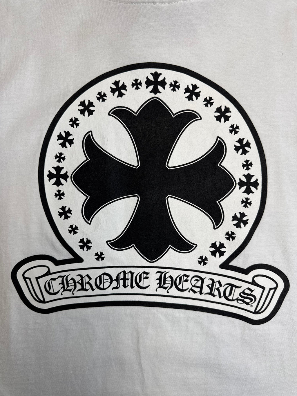 Vintage Chrome Hearts Cross Stamp Pocket Tee White