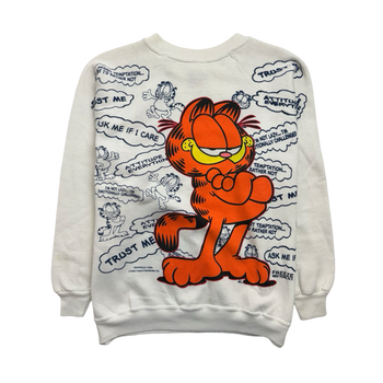 (S) Vintage 70s Garfield AOP Sweatshirt White