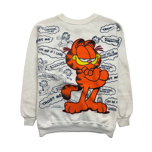 (S) Vintage 70s Garfield AOP Sweatshirt White