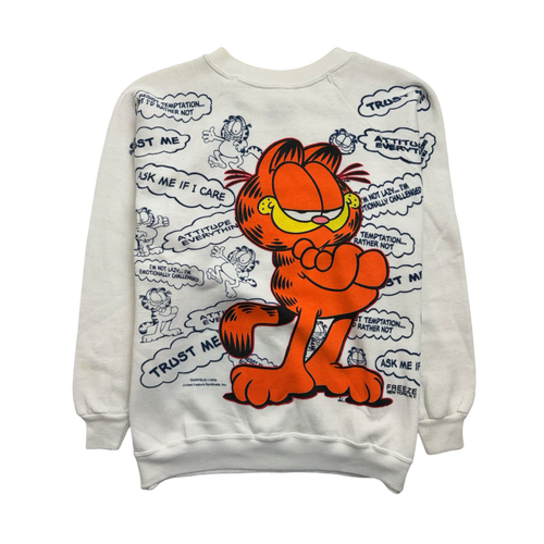 (S) Vintage 70s Garfield AOP Sweatshirt White | Vintage Clothing Store Canada