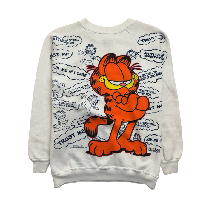 (S) Vintage 70s Garfield AOP Sweatshirt White | Vitnage Clothing Store Canada