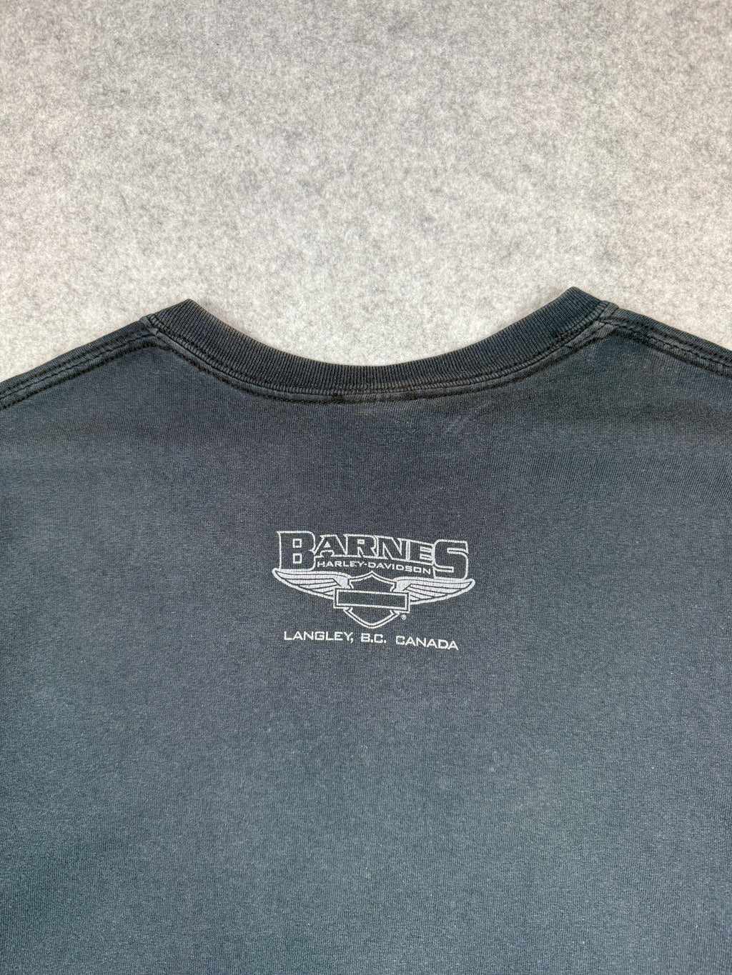 Vintage Harley Davidson Metallic Canada Flag Tee Black