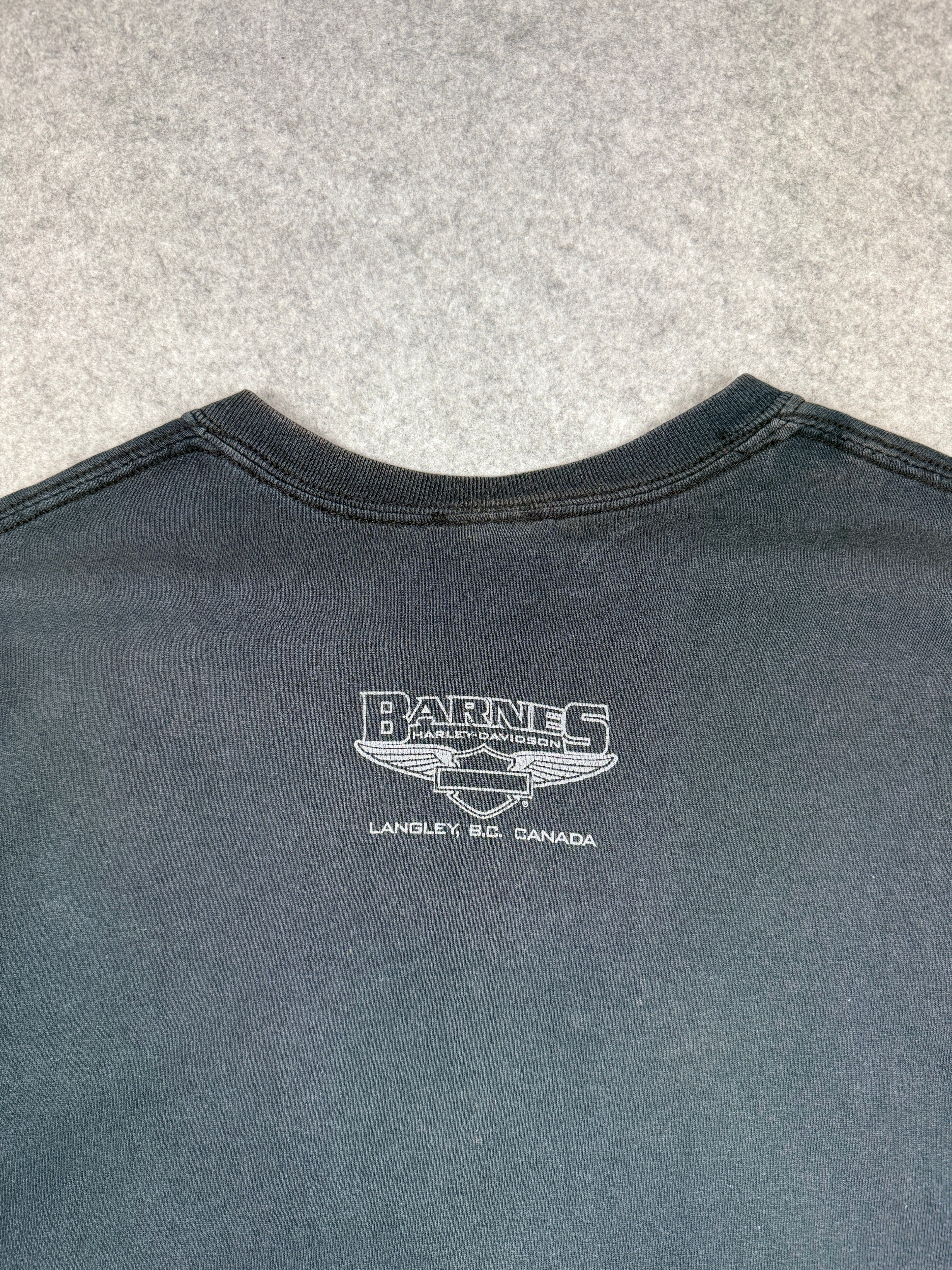 Vintage Harley Davidson Metallic Canada Flag Tee Black