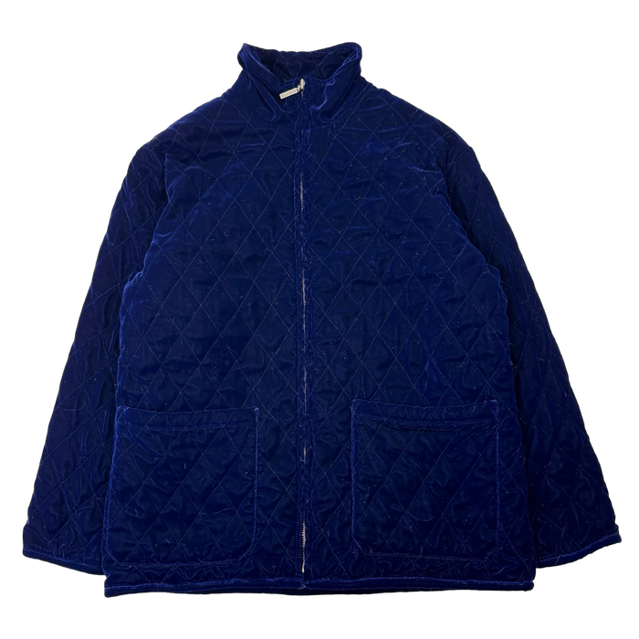 Vintage Tommy Hilfiger Quilted Velour Jacket Blue | Vitnage Clothing Store Canada