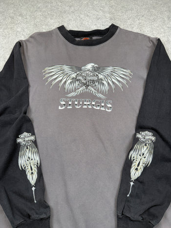 Vintage Harley Davidson Sturgis Chrome Eagle L/S Tee Grey