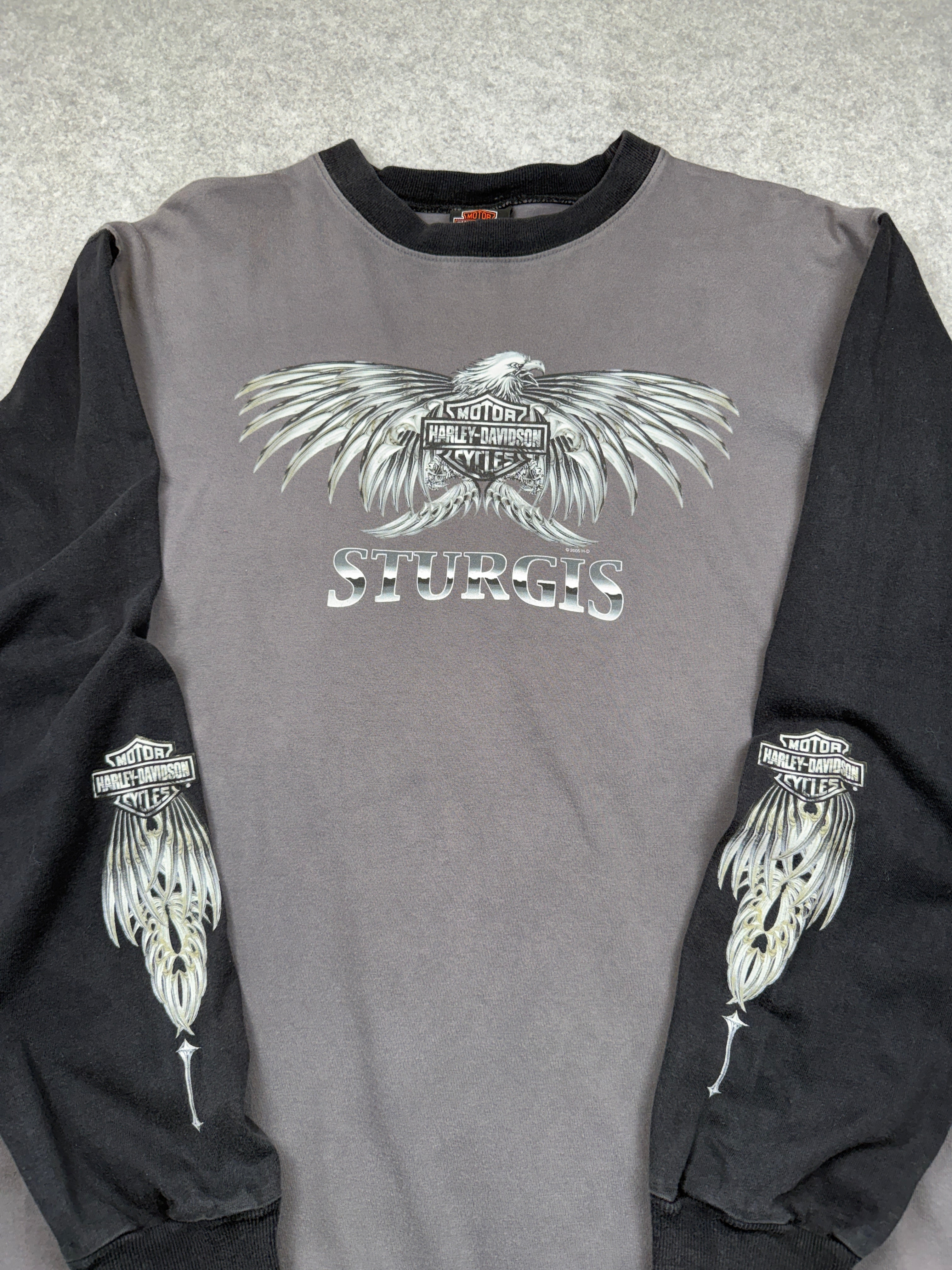 Vintage Harley Davidson Sturgis Chrome Eagle L/S Tee Grey
