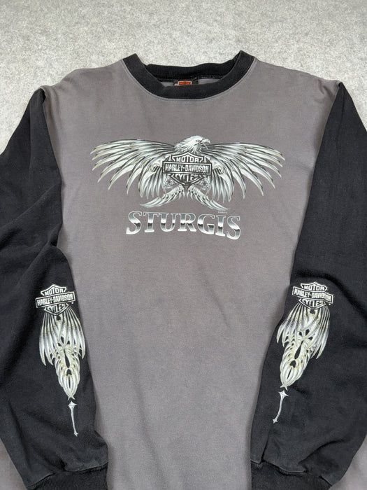 Vintage Harley Davidson Sturgis Chrome Eagle L/S Tee Grey | Vitnage Clothing Store Canada