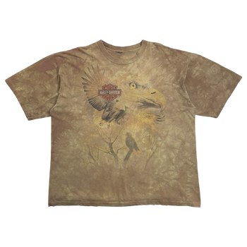 Vintage 1990s Harley Davidson Chillicothe Ohio Tee Tie Dye Brown