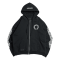 Chrome Hearts Horseshoe Floral Sleeve Thermal Zip Up Sweater Black