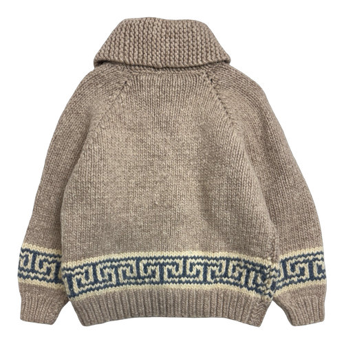Vintage Cowichan Greek Key Pattern Knitted Zip Up Sweater | Vintage Clothing Store Canada