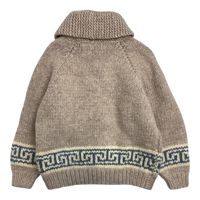 Vintage Cowichan Greek Key Pattern Knitted Zip Up Sweater | Vitnage Clothing Store Canada