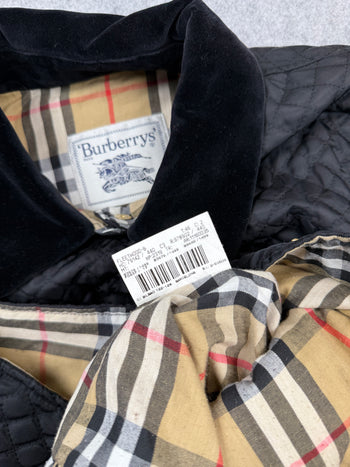 Women’s Vintage Burberry Quilted Suede Collar Jacket Black (USED)